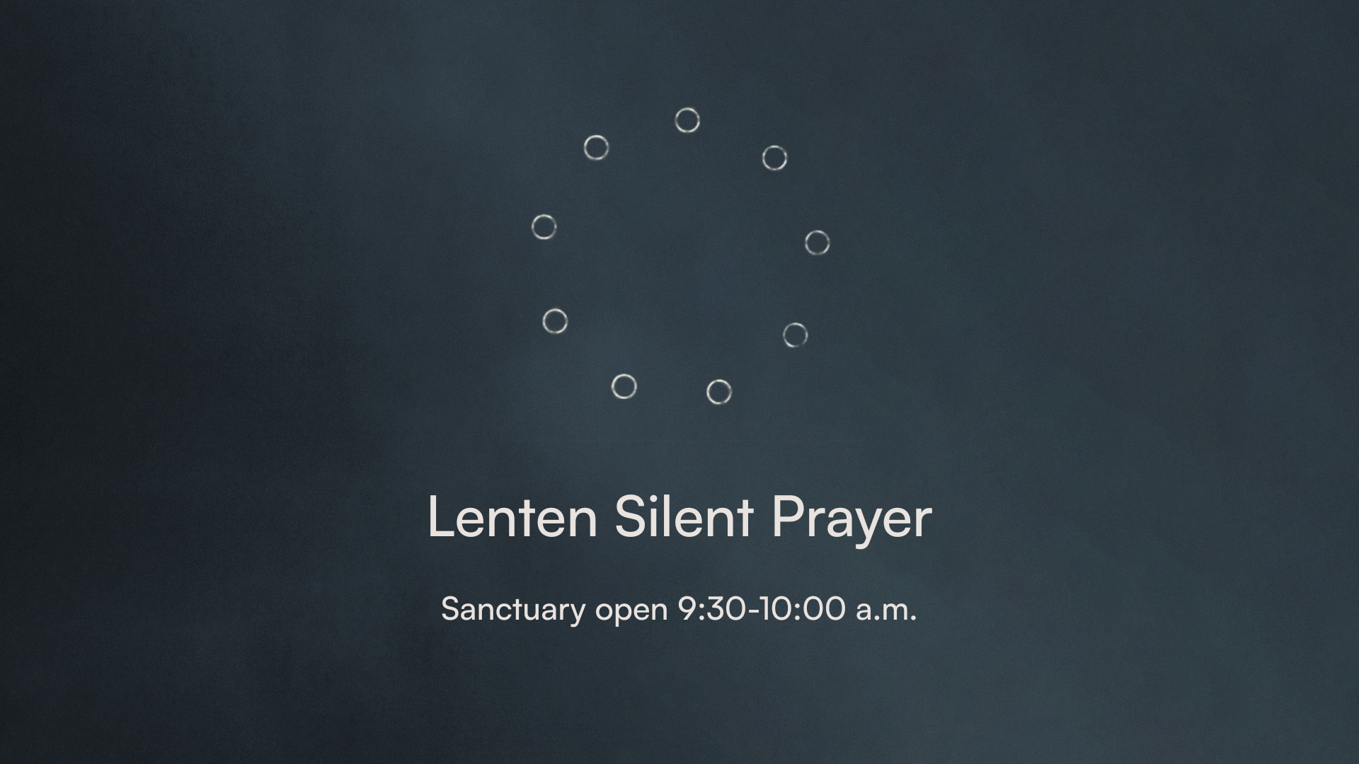 Graphic linked to Sunday morning 9:30-10:00 Lenten Silent Prayer in the sanctuary details.